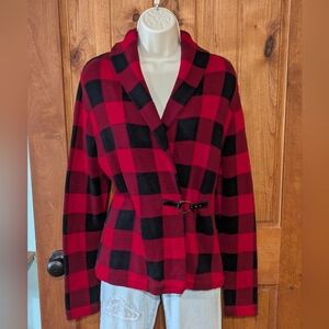 Chaps‎ Red and Black Buffalo Plaid Cardigan